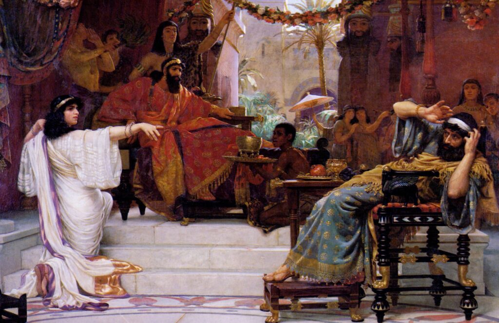 The painting Esther Denouncing Haman by Ernest Normand